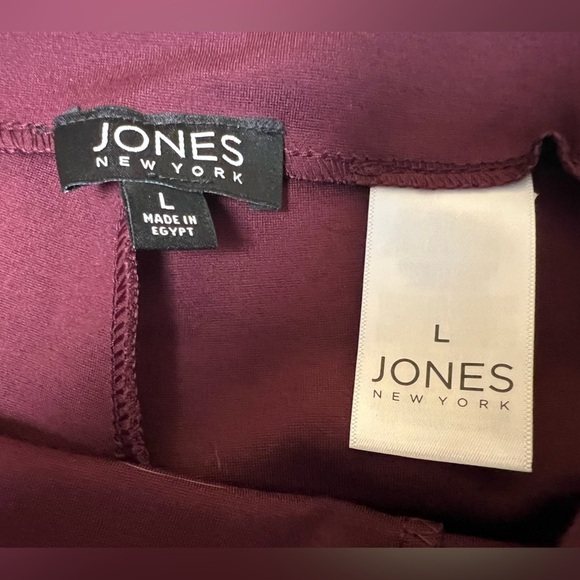 JONES NEW YORK PONTE KNIT PULL ON PANTS W/ELASTIC INSETS SIZE LARGE MERLOT COLOR - Picture 10 of 10